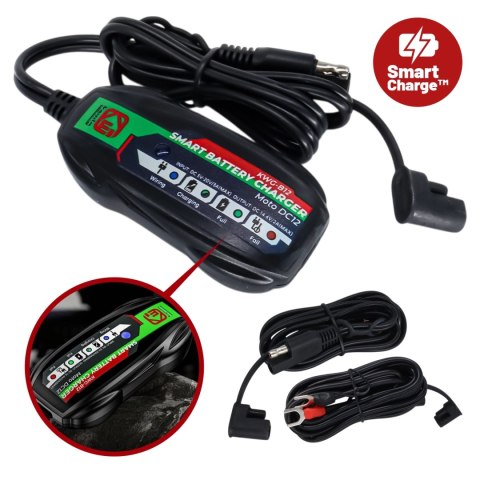 Ładowarka do Akumulatorów Motocyklowych Kewig B12 - Prostownik Mini z Podłączeniem do Akumulatora, USB-C z Gniazdka lub Powerban