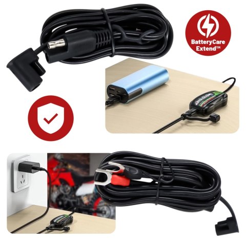 Ładowarka do Akumulatorów Motocyklowych Kewig B12 - Prostownik Mini z Podłączeniem do Akumulatora, USB-C z Gniazdka lub Powerban