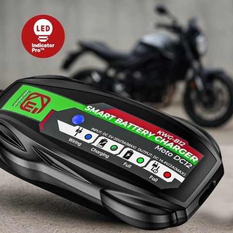 Ładowarka do Akumulatorów Motocyklowych Kewig B12 - Prostownik Mini z Podłączeniem do Akumulatora, USB-C z Gniazdka lub Powerban