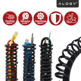 Sprężynowy organizer na kable pod biurko - elastyczna maskownica 50×4 cm, samoprzylepna, do porządkowania przewodów - Alogy Cabl