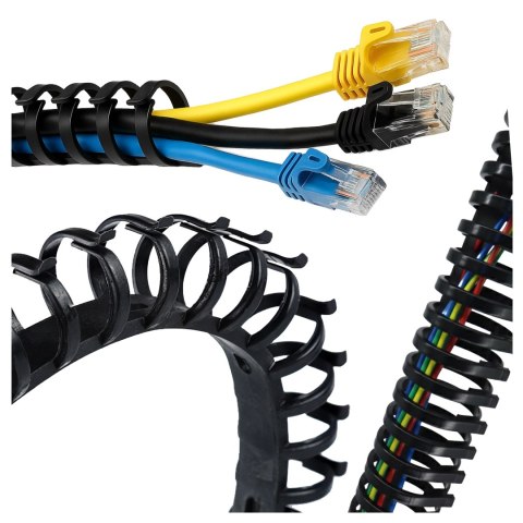 Sprężynowy organizer na kable pod biurko - elastyczna maskownica 50×4 cm, samoprzylepna, do porządkowania przewodów - Alogy Cabl