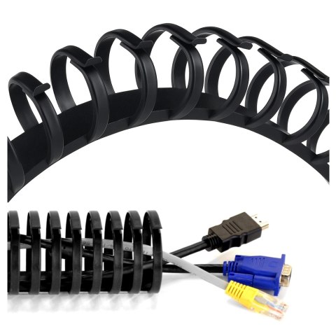 Sprężynowy organizer na kable pod biurko - elastyczna maskownica 50×4 cm, samoprzylepna, do porządkowania przewodów - Alogy Cabl