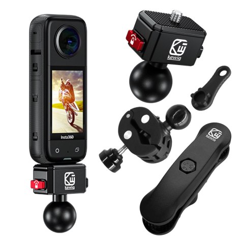 Uchwyt Motocyklowy Aluminiowy Kewig QuickLock do Kamer Sportowych telefonów 1/4 360, Stabilny z Blokadą Antywibracyjną, Szybkoza
