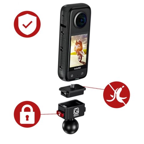 Uchwyt Motocyklowy Aluminiowy Kewig QuickLock do Kamer Sportowych telefonów 1/4 360, Stabilny z Blokadą Antywibracyjną, Szybkoza