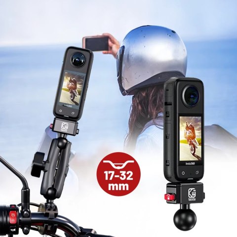 Uchwyt Motocyklowy Aluminiowy Kewig QuickLock do Kamer Sportowych telefonów 1/4 360, Stabilny z Blokadą Antywibracyjną, Szybkoza