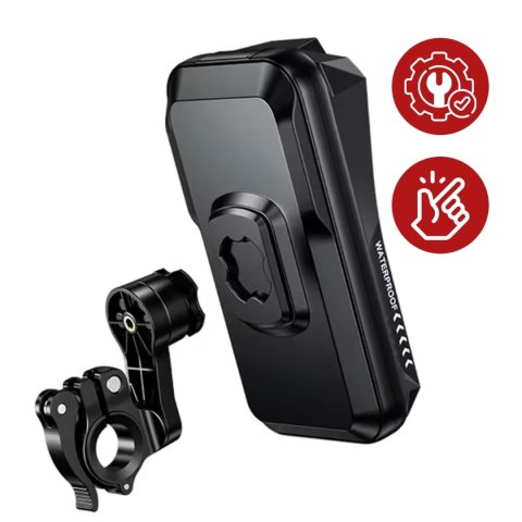Uchwyt Motocyklowy Rowerowy Torba na Telefon do 7" Wodoodporna IP66 z Panelem Dotykowym, z wejściem na Kabel, Na Motocykl, Rower