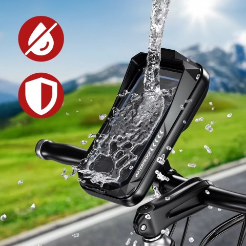 Uchwyt Motocyklowy Rowerowy Torba na Telefon do 7" Wodoodporna IP66 z Panelem Dotykowym, z wejściem na Kabel, Na Motocykl, Rower