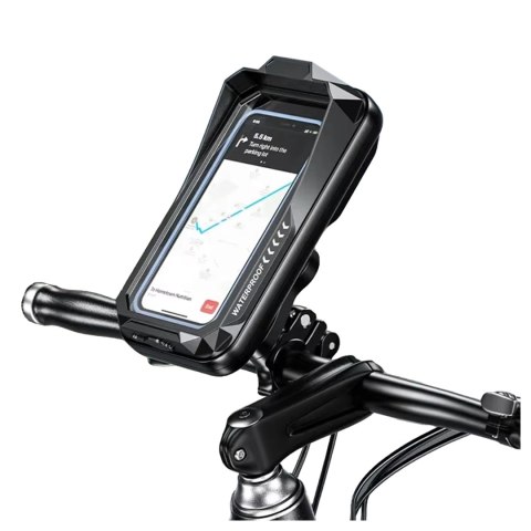 Uchwyt Motocyklowy Rowerowy Torba na Telefon do 7" Wodoodporna IP66 z Panelem Dotykowym, z wejściem na Kabel, Na Motocykl, Rower