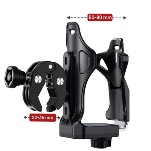 Uchwyt Motocyklowy / Rowerowy na Bidon, Butelkę lub Kubek z Blokadą Antykradzieżową, Regulowany 50-90 mm, Na Hulajnogę, Kierowni