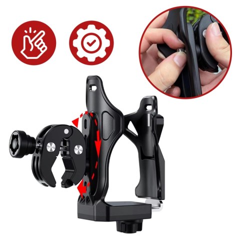 Uchwyt Motocyklowy / Rowerowy na Bidon, Butelkę lub Kubek z Blokadą Antykradzieżową, Regulowany 50-90 mm, Na Hulajnogę, Kierowni