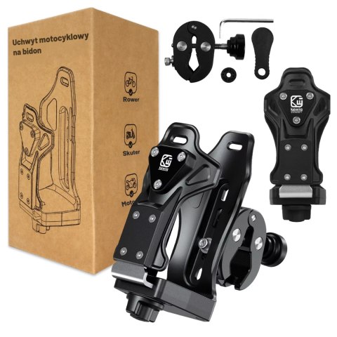 Uchwyt Motocyklowy / Rowerowy na Bidon, Butelkę lub Kubek z Blokadą Antykradzieżową, Regulowany 50-90 mm, Na Hulajnogę, Kierowni