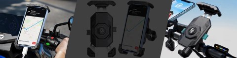 Uchwyt Motocyklowy na Telefon Kewig do Kierownicy i Lusterka, Antywstrząsowy z Systemem Antywibracyjnym, Rotacja 360°, Kompatybi