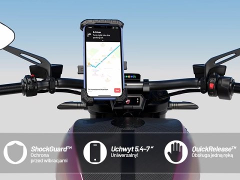 Uchwyt Motocyklowy na Telefon Kewig do Kierownicy i Lusterka, Antywstrząsowy z Systemem Antywibracyjnym, Rotacja 360°, Kompatybi