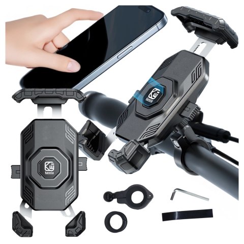 Uchwyt Motocyklowy na Telefon Kewig do Kierownicy i Lusterka, Antywstrząsowy z Systemem Antywibracyjnym, Rotacja 360°, Kompatybi