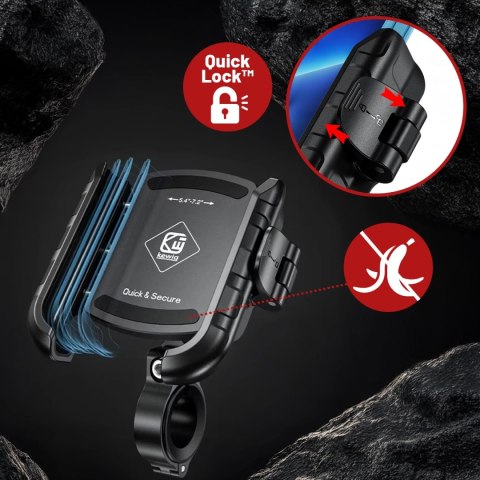 Uchwyt Motocyklowy na Telefon z Szybkim Ładowaniem 36W USB-C PD Kewig do Kierownicy i Lusterka, Rotacja 360°, Kompatybilny z Tel