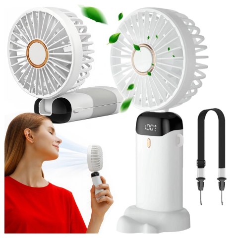 Wentylator Wiatrak Ręczny Bezprzewodowy, Przenośny i Biurkowy, z Uchwytem na Telefon, Ładowanie USB-C, Bateria 18650, Alogy Cool