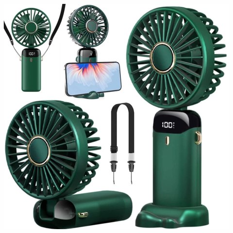 Wentylator Wiatrak Ręczny Bezprzewodowy, Przenośny i Biurkowy, z Uchwytem na Telefon, Ładowanie USB-C, Bateria 18650, Alogy Cool