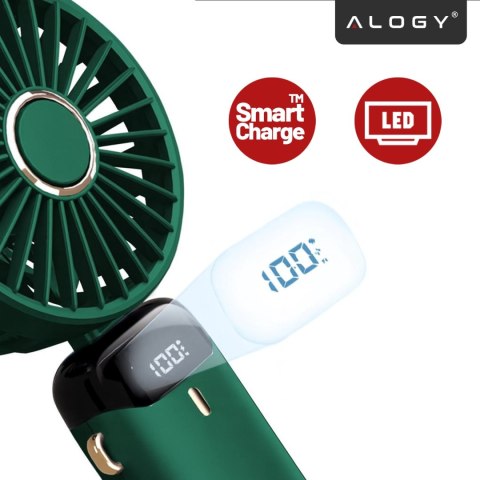 Wentylator Wiatrak Ręczny Bezprzewodowy, Przenośny i Biurkowy, z Uchwytem na Telefon, Ładowanie USB-C, Bateria 18650, Alogy Cool