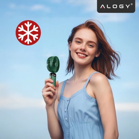 Wentylator Wiatrak Ręczny Bezprzewodowy, Przenośny i Biurkowy, z Uchwytem na Telefon, Ładowanie USB-C, Bateria 18650, Alogy Cool