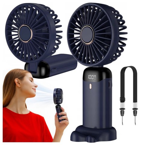 Wentylator Wiatrak Ręczny Bezprzewodowy, Przenośny i Biurkowy, z Uchwytem na Telefon, Ładowanie USB-C, Bateria 18650, Alogy Cool