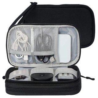 Etui Podróżne na Akcesoria, Organizer na Kable, Ładowarki, Telefon i Powerbank, Wielofunkcyjne i Kompaktowe 21 x 12,5 x 5 cm, Al