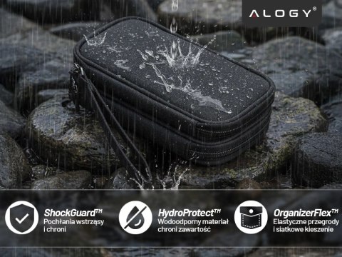 Etui Podróżne na Akcesoria, Organizer na Kable, Ładowarki, Telefon i Powerbank, Wielofunkcyjne i Kompaktowe 21 x 12,5 x 5 cm, Al