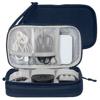 Etui Podróżne na Akcesoria, Organizer na Kable, Ładowarki, Telefon i Powerbank, Wielofunkcyjne i Kompaktowe 21 x 12,5 x 5 cm, Al