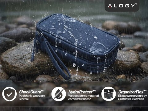 Etui Podróżne na Akcesoria, Organizer na Kable, Ładowarki, Telefon i Powerbank, Wielofunkcyjne i Kompaktowe 21 x 12,5 x 5 cm, Al