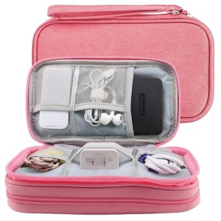 Etui Podróżne na Akcesoria, Organizer na Kable, Ładowarki, Telefon i Powerbank, Wielofunkcyjne i Kompaktowe 21 x 12,5 x 5 cm, Al