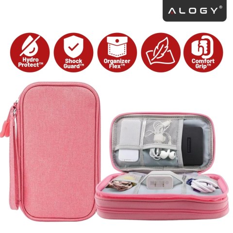 Etui Podróżne na Akcesoria, Organizer na Kable, Ładowarki, Telefon i Powerbank, Wielofunkcyjne i Kompaktowe 21 x 12,5 x 5 cm, Al