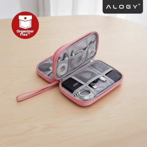 Etui Podróżne na Akcesoria, Organizer na Kable, Ładowarki, Telefon i Powerbank, Wielofunkcyjne i Kompaktowe 21 x 12,5 x 5 cm, Al
