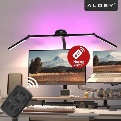 Lampa Biurkowa LED RGB do Monitora ze Składaną Konstrukcją, Regulowaną Jasnością i Pełnym Spektrum Światła, z Mocowaniem do Blat