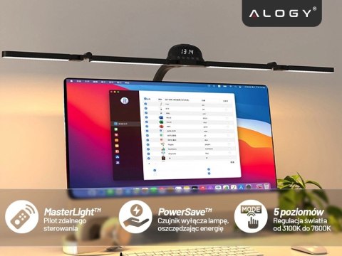 Lampa Biurkowa LED RGB do Monitora ze Składaną Konstrukcją, Regulowaną Jasnością i Pełnym Spektrum Światła, z Mocowaniem do Blat