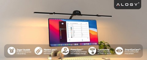 Lampa Biurkowa LED RGB do Monitora ze Składaną Konstrukcją, Regulowaną Jasnością i Pełnym Spektrum Światła, z Mocowaniem do Blat