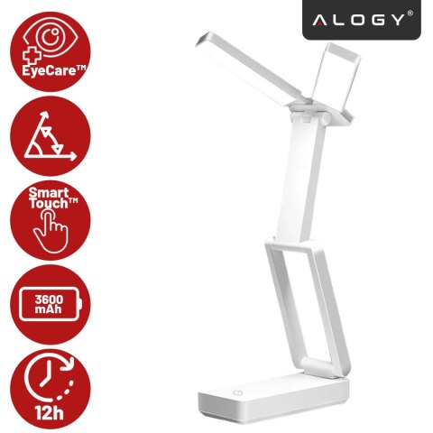 Lampa biurkowa LED 3600 mAh - regulacja natężenia i barwy światła, składana konstrukcja, zasilanie USB-C - Alogy LumiCharge Pro™
