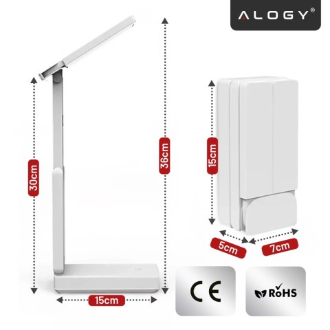 Lampa biurkowa LED 3600 mAh - regulacja natężenia i barwy światła, składana konstrukcja, zasilanie USB-C - Alogy LumiCharge Pro™