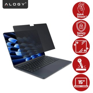 Magnetyczna folia prywatyzująca do Macbook Air 15" 2023-2025 - ochrona prywatności, łatwy montaż, pokrowiec do przechowywania, r
