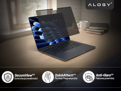 Magnetyczna folia prywatyzująca do Macbook Air 15" 2023-2025 - ochrona prywatności, łatwy montaż, pokrowiec do przechowywania, r