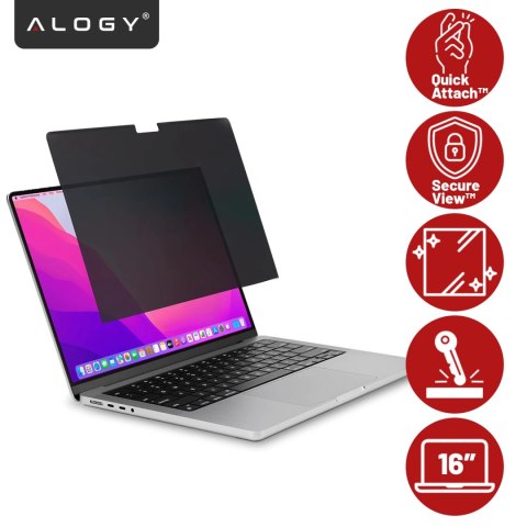 Magnetyczna folia prywatyzująca do Macbook Pro 16" 2021-2024 - ochrona prywatności, łatwy montaż, pokrowiec do przechowywania, r