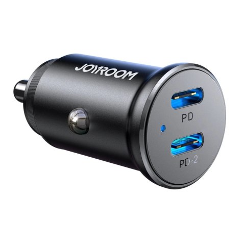 Metalowa ładowarka samochodowa Joyroom JR-CCN06 30 W, 2× USB-C - czarna