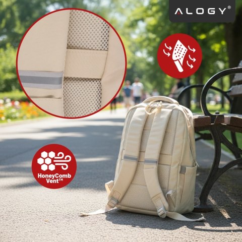 Plecak biznesowy na laptopa 15-16" - wodoodporny, odporny na wstrząsy, z kieszenią na butelkę i paskiem na walizkę - Alogy Urban