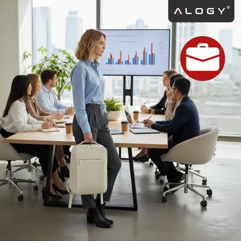 Plecak biznesowy na laptopa 15-16" - wodoodporny, odporny na wstrząsy, z kieszenią na butelkę i paskiem na walizkę - Alogy Urban