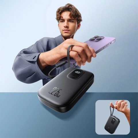 Powerbank Joyroom JR-PBF18 10000 mAh 22.5 W z kablem Lightning & USB-C - czarny
