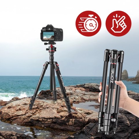 Statyw Profesjonalny 2w1 - Tripod i Monopod do Aparatu i Kamery, Składany z Regulowaną Wysokością i Głowicą Kulową 360°, Stabiln