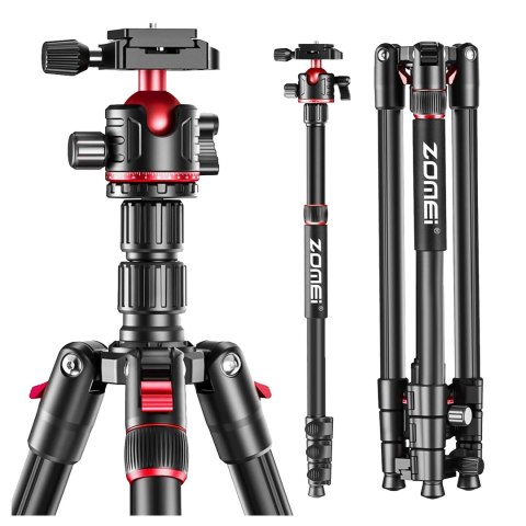 Statyw Profesjonalny 2w1 - Tripod i Monopod do Aparatu i Kamery, Składany z Regulowaną Wysokością i Głowicą Kulową 360°, Stabiln
