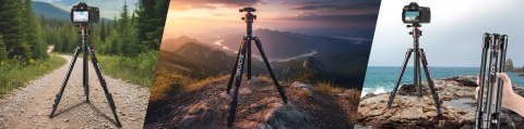Statyw Profesjonalny 2w1 - Tripod i Monopod do Aparatu i Kamery, Składany z Regulowaną Wysokością i Głowicą Kulową 360°, Stabiln
