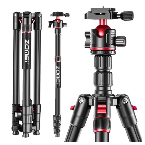 Statyw Profesjonalny 2w1 - Tripod i Monopod do Aparatu i Kamery, Składany z Regulowaną Wysokością i Głowicą Kulową 360°, Stabiln