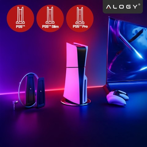 Stojak pionowy do PlayStation 5 PS5 / Slim / Pro - stabilna metalowa podstawa chłodząca, antypoślizgowa, poprawia cyrkulację pow