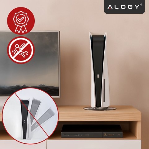 Stojak pionowy do PlayStation 5 PS5 / Slim / Pro - stabilna metalowa podstawa chłodząca, antypoślizgowa, poprawia cyrkulację pow