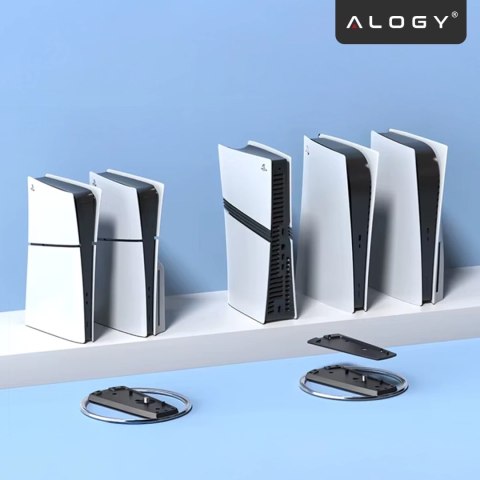 Stojak pionowy do PlayStation 5 PS5 / Slim / Pro - stabilna metalowa podstawa chłodząca, antypoślizgowa, poprawia cyrkulację pow